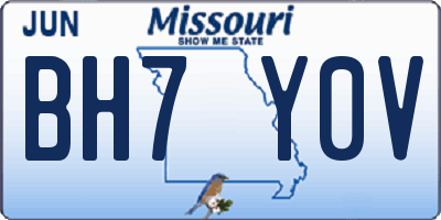 MO license plate BH7Y0V