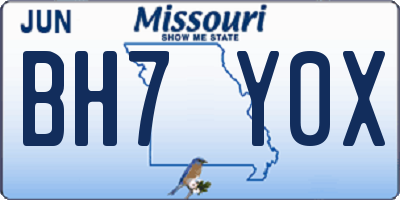 MO license plate BH7Y0X