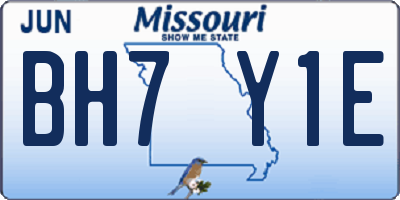 MO license plate BH7Y1E