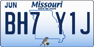 MO license plate BH7Y1J