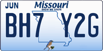 MO license plate BH7Y2G