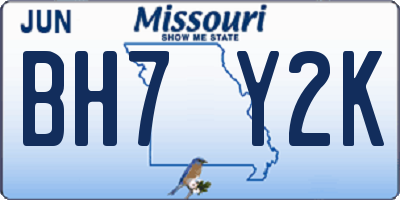 MO license plate BH7Y2K