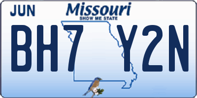 MO license plate BH7Y2N