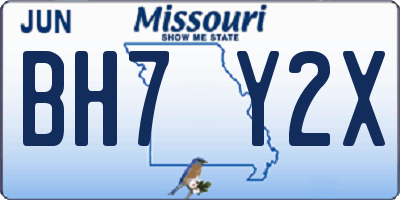 MO license plate BH7Y2X