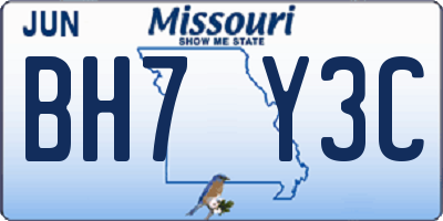 MO license plate BH7Y3C