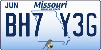 MO license plate BH7Y3G