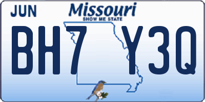 MO license plate BH7Y3Q