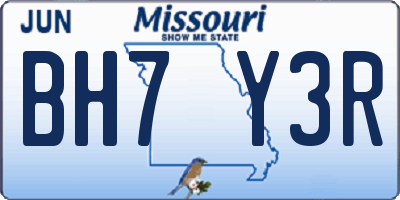 MO license plate BH7Y3R