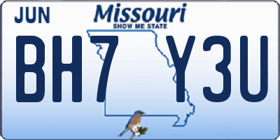 MO license plate BH7Y3U