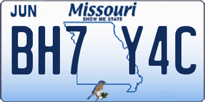 MO license plate BH7Y4C