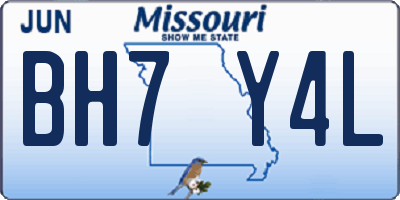 MO license plate BH7Y4L