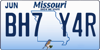 MO license plate BH7Y4R