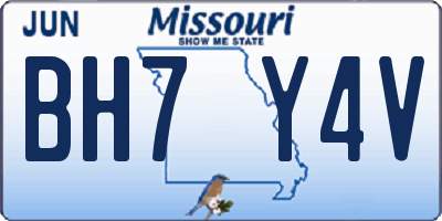 MO license plate BH7Y4V