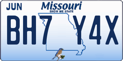 MO license plate BH7Y4X