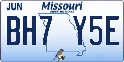 MO license plate BH7Y5E