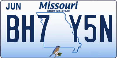 MO license plate BH7Y5N