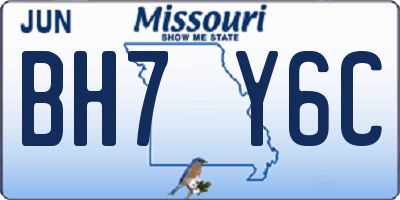 MO license plate BH7Y6C