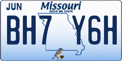 MO license plate BH7Y6H