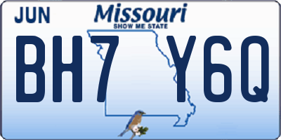 MO license plate BH7Y6Q
