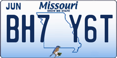 MO license plate BH7Y6T