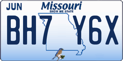 MO license plate BH7Y6X