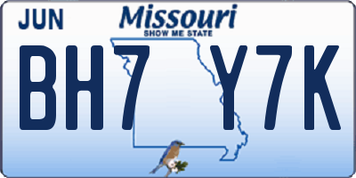 MO license plate BH7Y7K