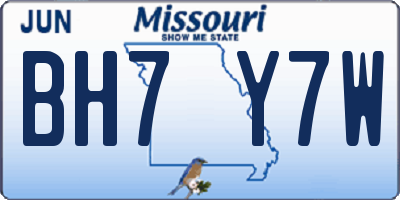MO license plate BH7Y7W