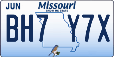 MO license plate BH7Y7X