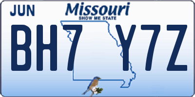 MO license plate BH7Y7Z
