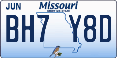 MO license plate BH7Y8D