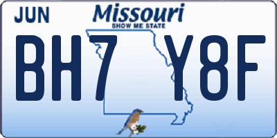 MO license plate BH7Y8F