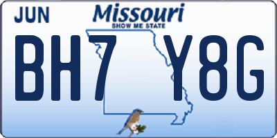 MO license plate BH7Y8G