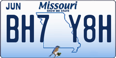 MO license plate BH7Y8H