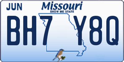 MO license plate BH7Y8Q