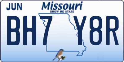 MO license plate BH7Y8R