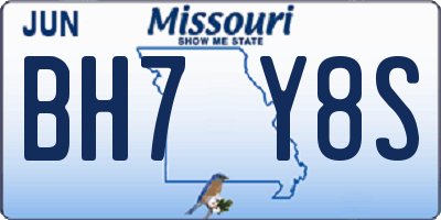 MO license plate BH7Y8S