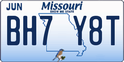 MO license plate BH7Y8T