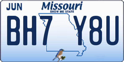 MO license plate BH7Y8U