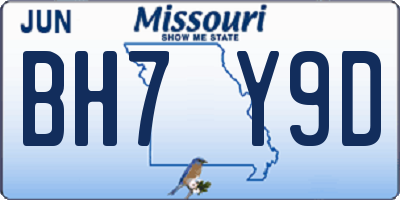 MO license plate BH7Y9D