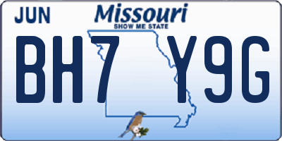 MO license plate BH7Y9G