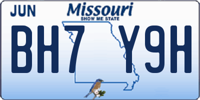 MO license plate BH7Y9H