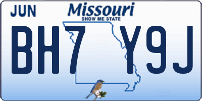 MO license plate BH7Y9J