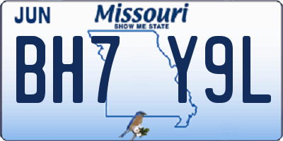 MO license plate BH7Y9L