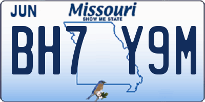 MO license plate BH7Y9M
