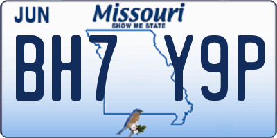 MO license plate BH7Y9P