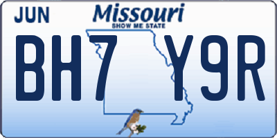 MO license plate BH7Y9R