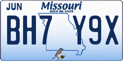 MO license plate BH7Y9X