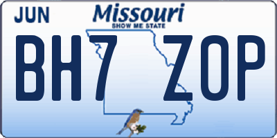 MO license plate BH7Z0P