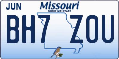 MO license plate BH7Z0U