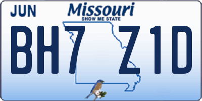MO license plate BH7Z1D